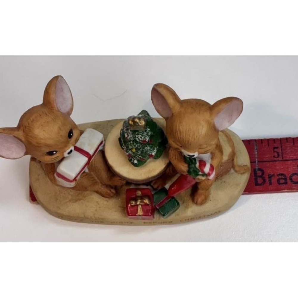 Vintage Enesco Mice Christmas Figurine Night Before Christmas Taiwan Whimsical - Picture 10 of 11
